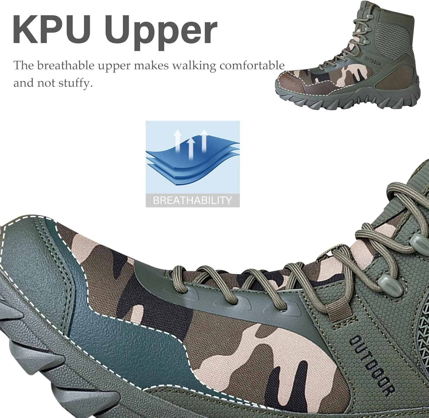 QUNLON Men's military & Tactical Boots Lightweight Combat Boots for Men Breathable Army Jungle Boots Men's Water Resistant Hiking Hunting Outdoor Boots