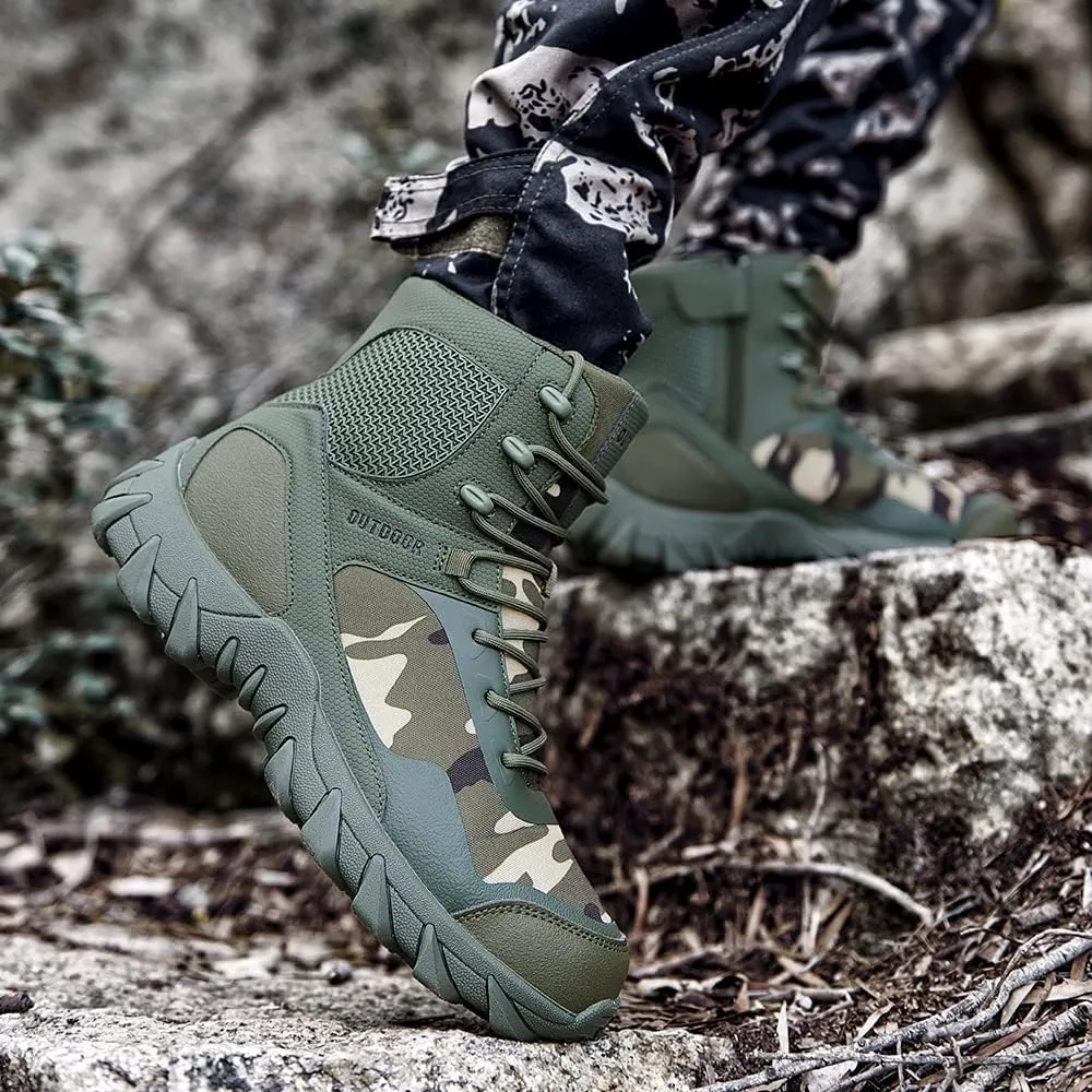 QUNLON Men's military & Tactical Boots Lightweight Combat Boots for Men Breathable Army Jungle Boots Men's Water Resistant Hiking Hunting Outdoor Boots