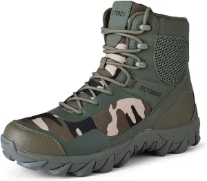 QUNLON Men's military & Tactical Boots Lightweight Combat Boots for Men Breathable Army Jungle Boots Men's Water Resistant Hiking Hunting Outdoor Boots