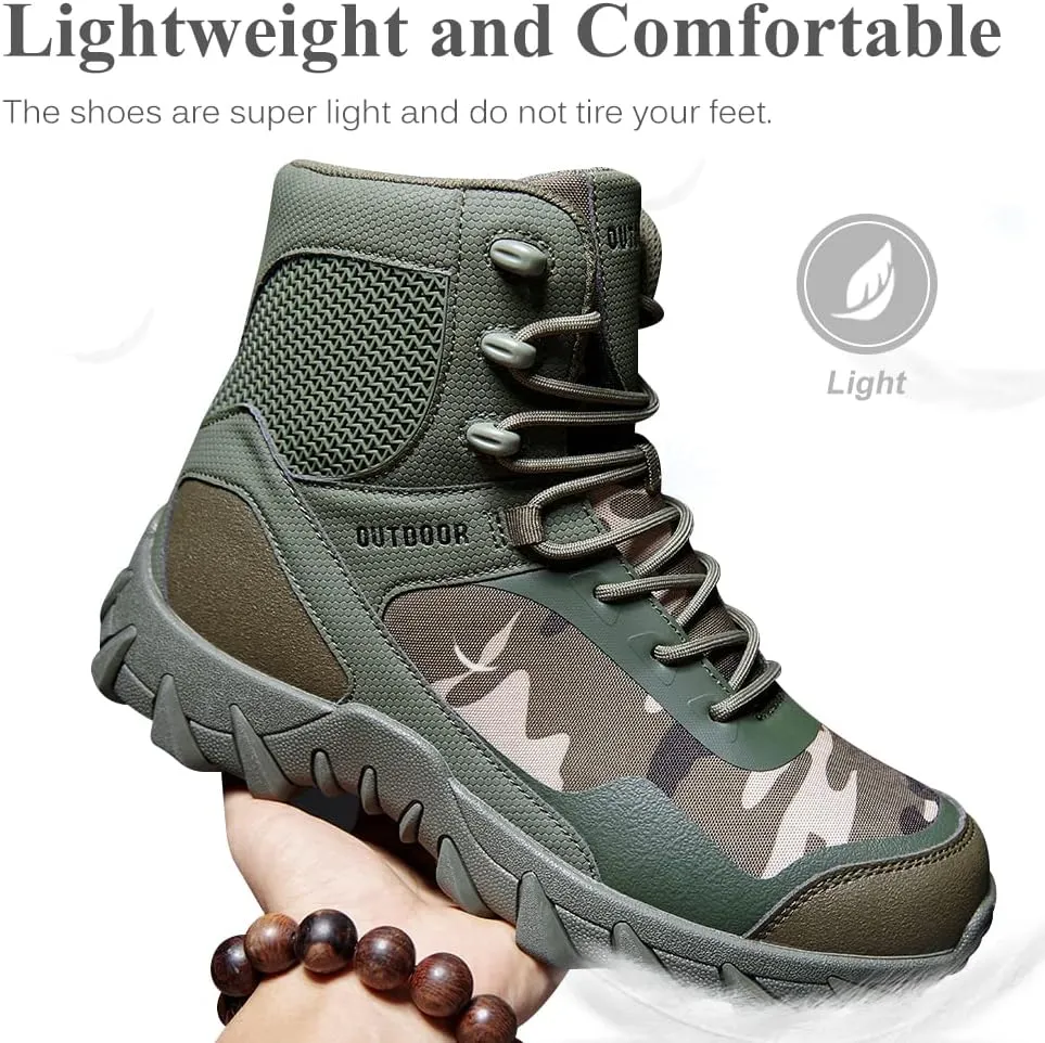 QUNLON Men's military & Tactical Boots Lightweight Combat Boots for Men Breathable Army Jungle Boots Men's Water Resistant Hiking Hunting Outdoor Boots