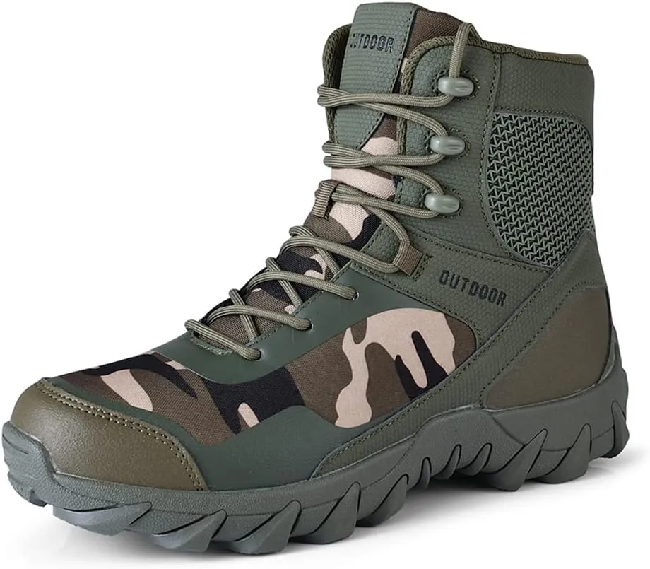 QUNLON Men's military & Tactical Boots Lightweight Combat Boots for Men Breathable Army Jungle Boots Men's Water Resistant Hiking Hunting Outdoor Boots
