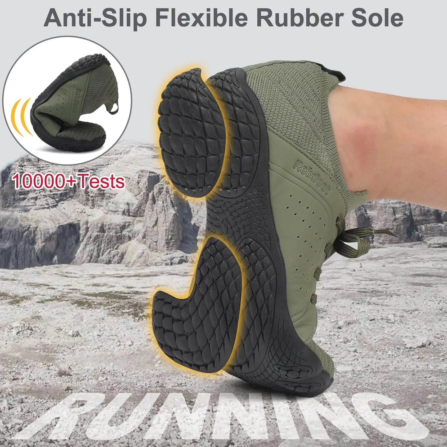 relxfeet Men's Barefoot Trail Running Shoes Minimalist Wide Toe Box Design Zero Drop Non-Slip Rubber Sole for Gym Hiking Walking