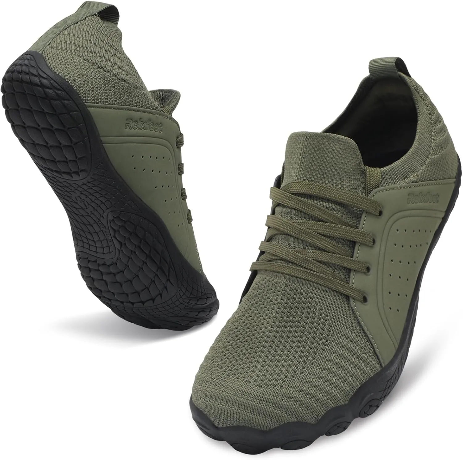 relxfeet Men's Barefoot Trail Running Shoes Minimalist Wide Toe Box Design Zero Drop Non-Slip Rubber Sole for Gym Hiking Walking