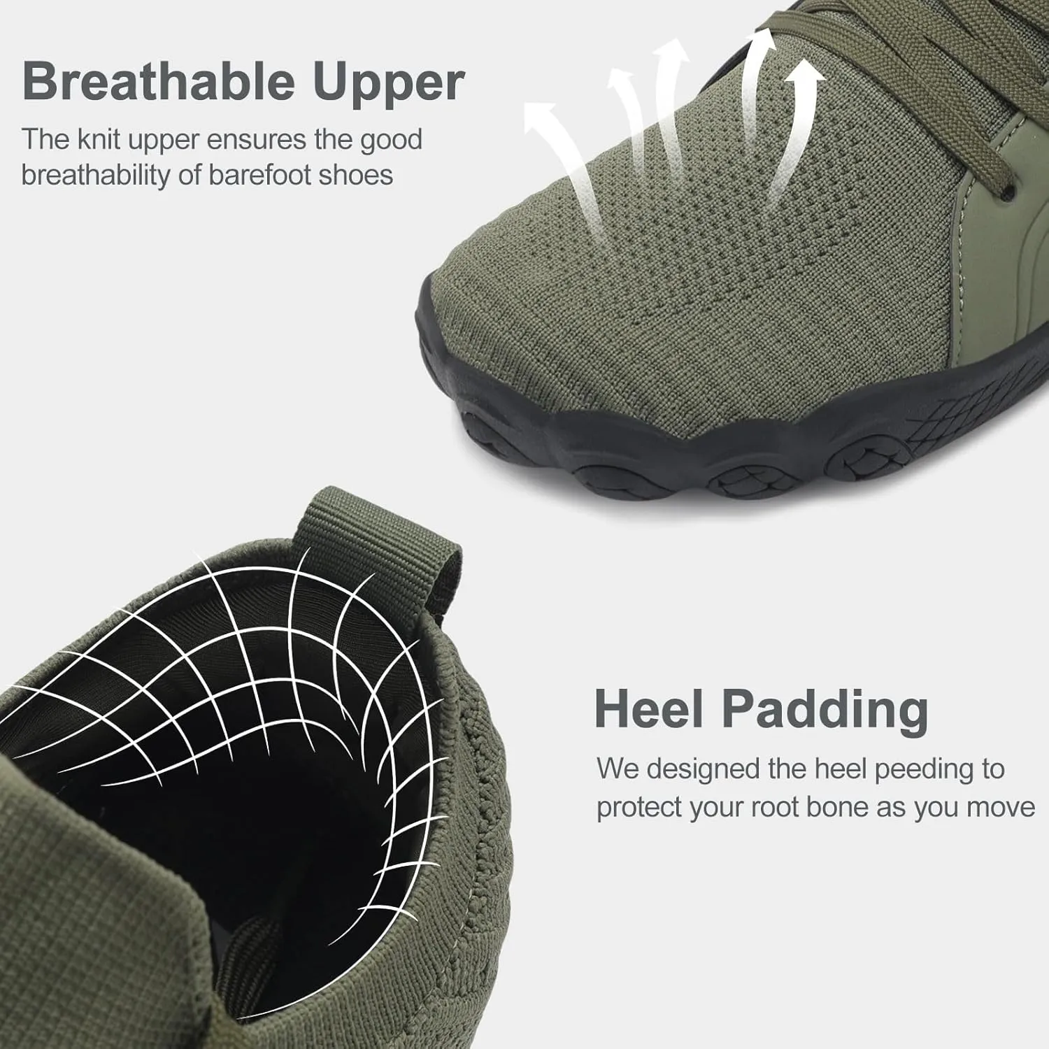 relxfeet Men's Barefoot Trail Running Shoes Minimalist Wide Toe Box Design Zero Drop Non-Slip Rubber Sole for Gym Hiking Walking