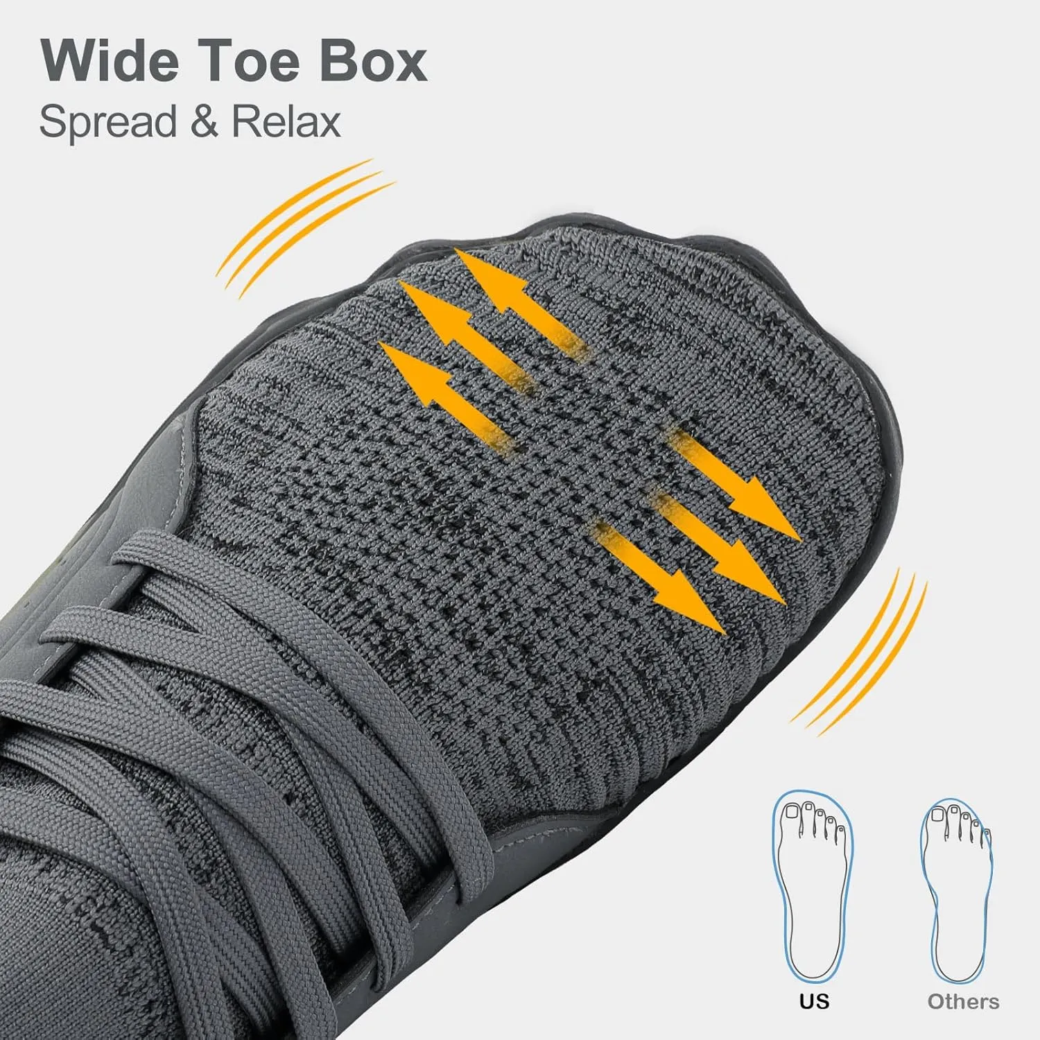 relxfeet Men's Barefoot Trail Running Shoes Minimalist Wide Toe Box Design Zero Drop Non-Slip Rubber Sole for Gym Hiking Walking
