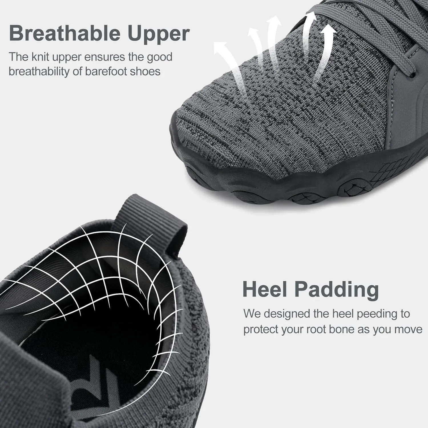 relxfeet Men's Barefoot Trail Running Shoes Minimalist Wide Toe Box Design Zero Drop Non-Slip Rubber Sole for Gym Hiking Walking