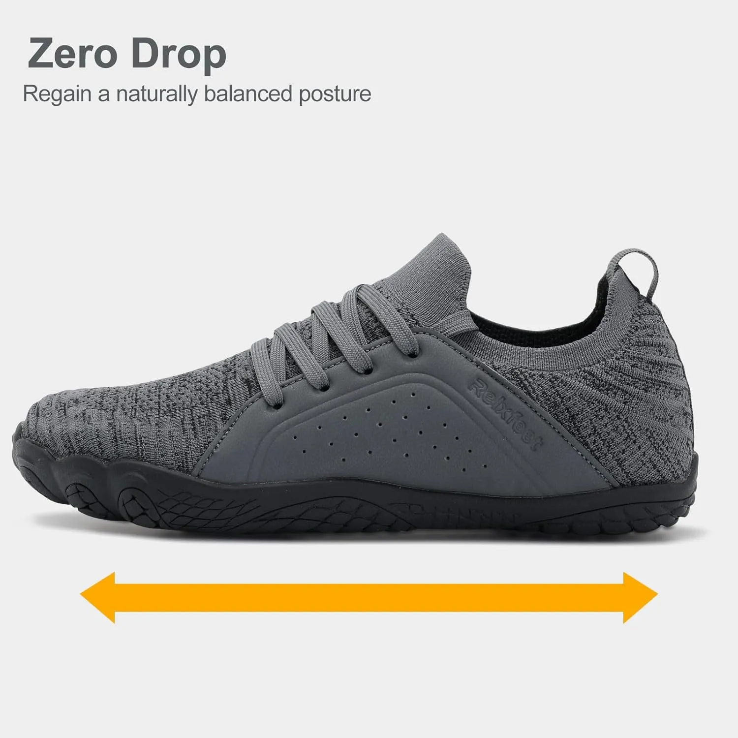relxfeet Men's Barefoot Trail Running Shoes Minimalist Wide Toe Box Design Zero Drop Non-Slip Rubber Sole for Gym Hiking Walking