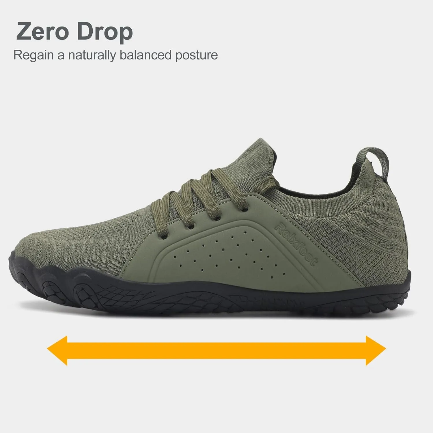 relxfeet Men's Barefoot Trail Running Shoes Minimalist Wide Toe Box Design Zero Drop Non-Slip Rubber Sole for Gym Hiking Walking