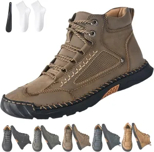 Saw Behind Boots, Sawbehind Leather Boots Mens, Wide Men's Comfortable Handmade Leather Boot, Waterproof Non-Slip Arch Support Sneakers