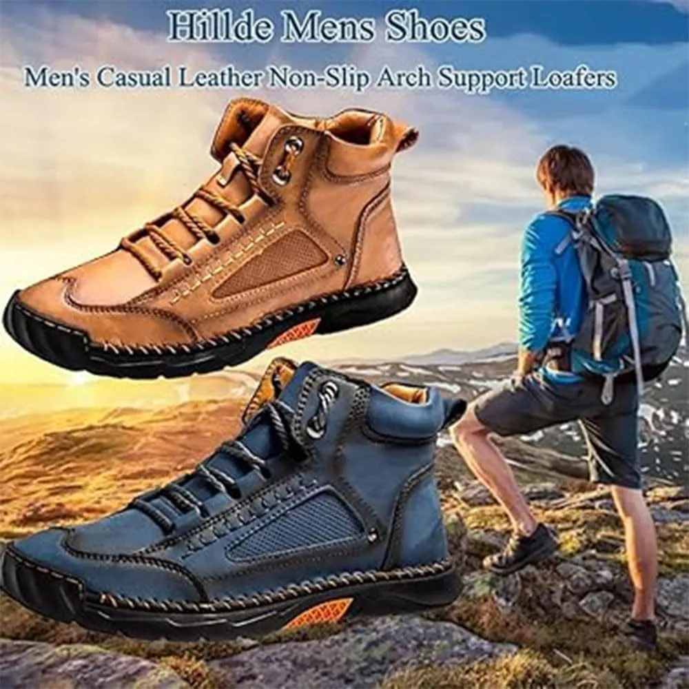 Sawbehind Mens Boots, Sawbehind Men's Comfortable Handmade Leather Boots  Waterproof, Spacious Toe Box Outdoor Leather Shoes,Arch Support Orthopedics Shoes for Men