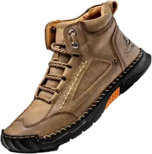 Sawbehind Men's Comfortable Handmade Leather Boots ?C Waterproof, Arch Support, Spacious Toe Box Outdoor Leather Shoes