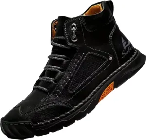 Sawbehind Men's Comfortable Handmade Leather Boots ?C Waterproof, Arch Support, Spacious Toe Box Outdoor Leather Shoes