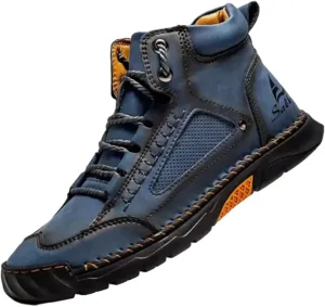 Sawbehind Men's Comfortable Handmade Leather Boots ?C Waterproof, Arch Support, Spacious Toe Box Outdoor Leather Shoes