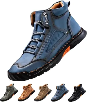Sawbehind Men's Comfortable Handmade Leather Boots ?C Waterproof Spacious Toe Box Outdoor Leather Shoes