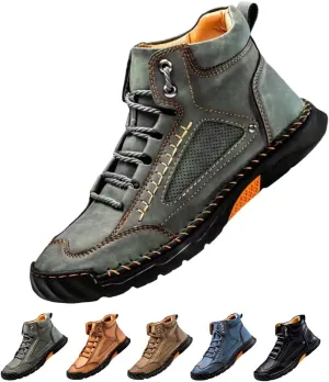 Sawbehind Men's Comfortable Handmade Leather Boots ?C Waterproof Spacious Toe Box Outdoor Leather Shoes