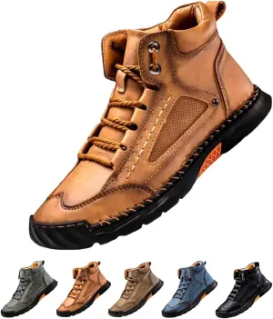 Sawbehind Men's Comfortable Handmade Leather Boots ?C Waterproof Spacious Toe Box Outdoor Leather Shoes