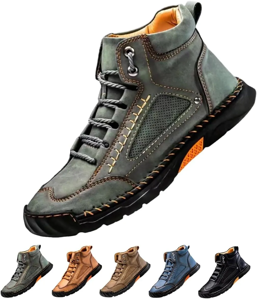 Sawbehind Men's Comfortable Handmade Leather Boots ?C Waterproof Spacious Toe Box Outdoor Leather Shoes