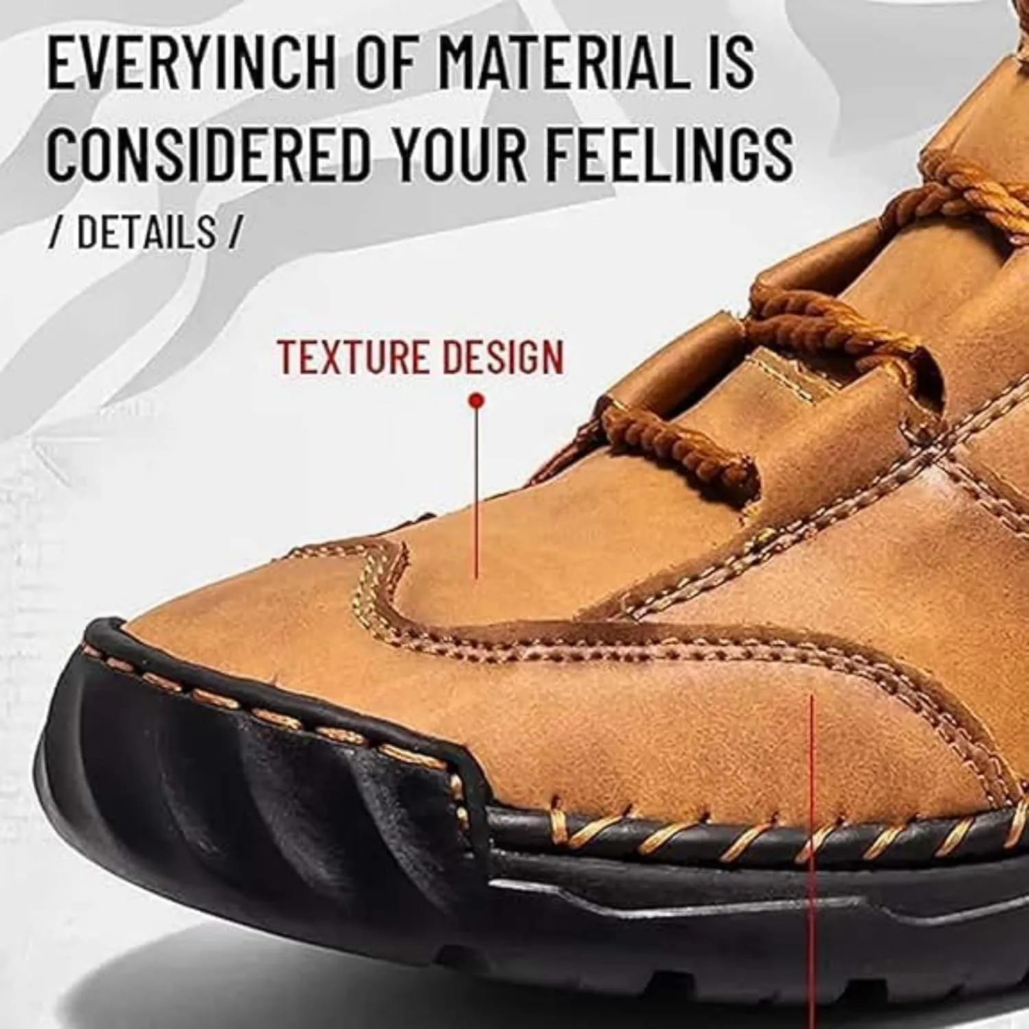 Sawbehind Men's Comfortable Handmade Leather Boots, Outdoor Waterproof Sawbehind Leather Boots for Men