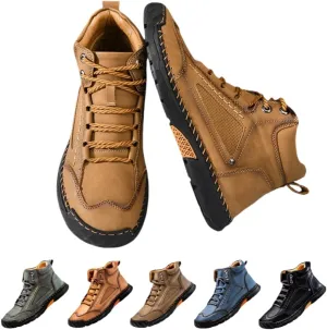Sawbehind Men's Comfortable Handmade Leather Boots, Outdoor Waterproof Sawbehind Leather Boots for Men