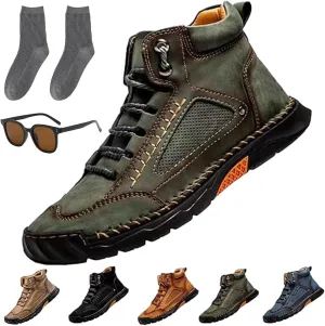 Sawbehind Mens Shoes, Saw Behind Men's Comfortable Handmade Leather Boots, Outdoor Leather Boots, Waterproof, Arch Support