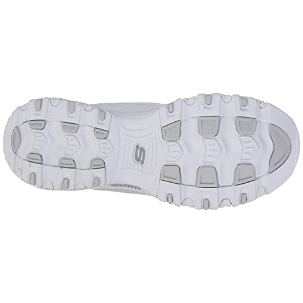 Skechers D'Lites FRES.5 START Memory Foam Lace-up Sneaker White Silver (11, White Silver)