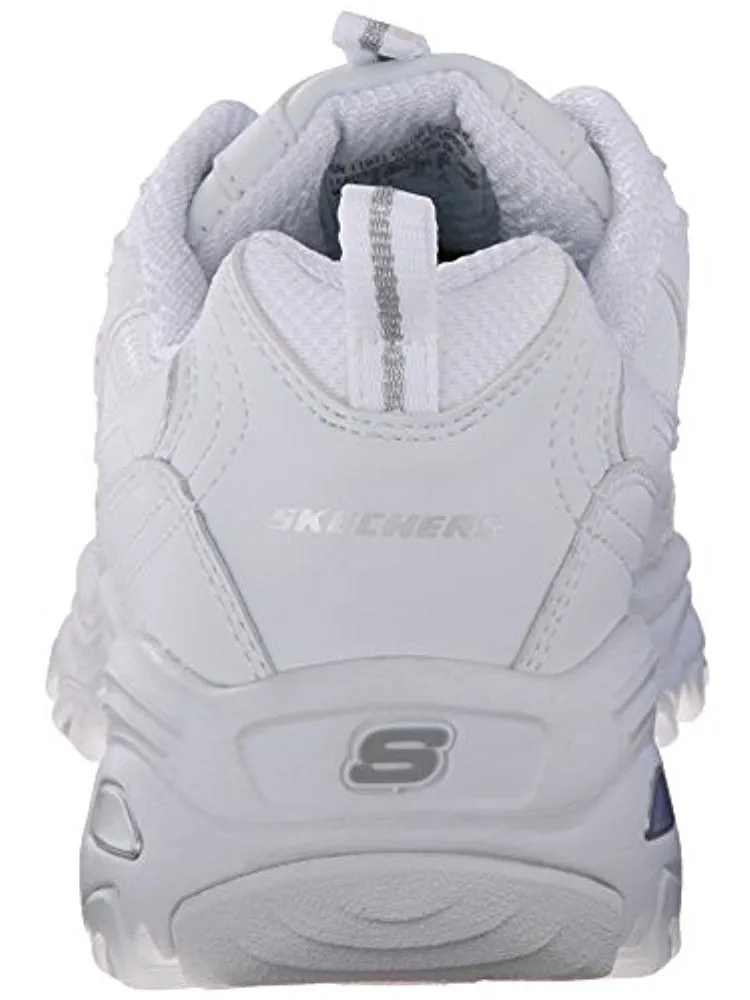 Skechers D'Lites FRES.5 START Memory Foam Lace-up Sneaker White Silver (11, White Silver)