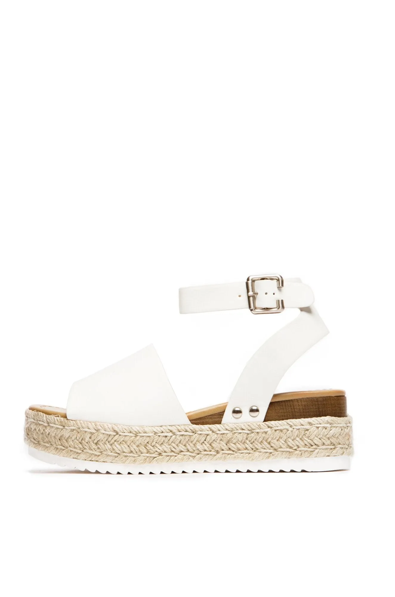 Soda Topic Off White Casual Espadrilles Trim Rubber Sole Flatform Studded Wedge Buckle Ankle Strap Open Toe Sandals (10)