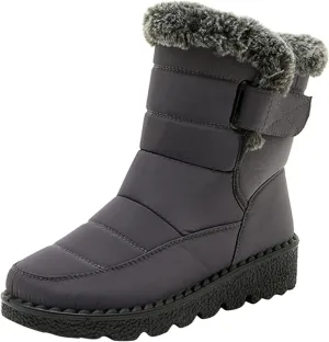 Tall Black Snow Boots for Women Women's Mid-Calf Waterproof Winter Snow Boots Women's Black Leather Winter Boots Womens Winter Snow Boots Waterproof Shoes Womens Leather Winter Boots Waterproof