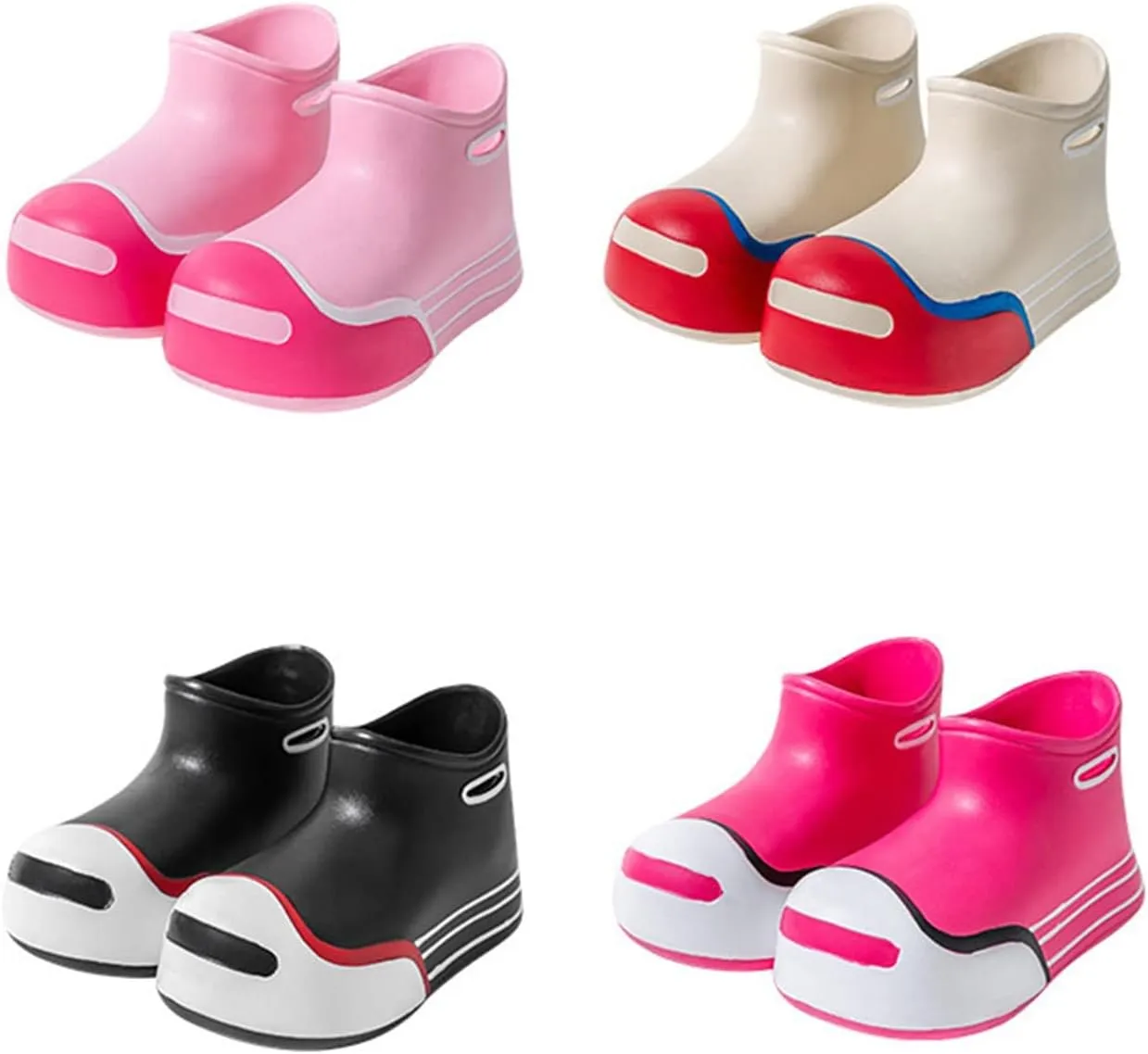 Toddler Ankle Boots Lightweight Water Proof Leather Short Rain Boots Adorable Rubber Comfy Boots for Boys Girls