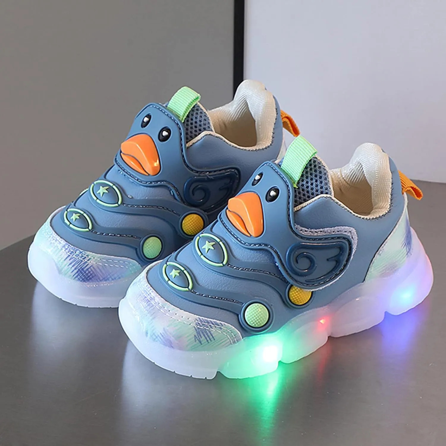Toddler Boy Light Up Sneakers Children Sports Breathable Shoes Light Board Non Slip Soft Bottom Shoes