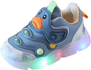 Toddler Boy Light Up Sneakers Children Sports Breathable Shoes Light Board Non Slip Soft Bottom Shoes