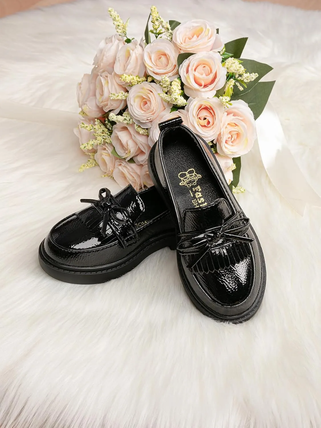 Toddler Girls Dress Shoes School Uniform Mary Jane Flats Little Kids Oxfords Comfortable Slip on Platform Flats for Wedding Party School