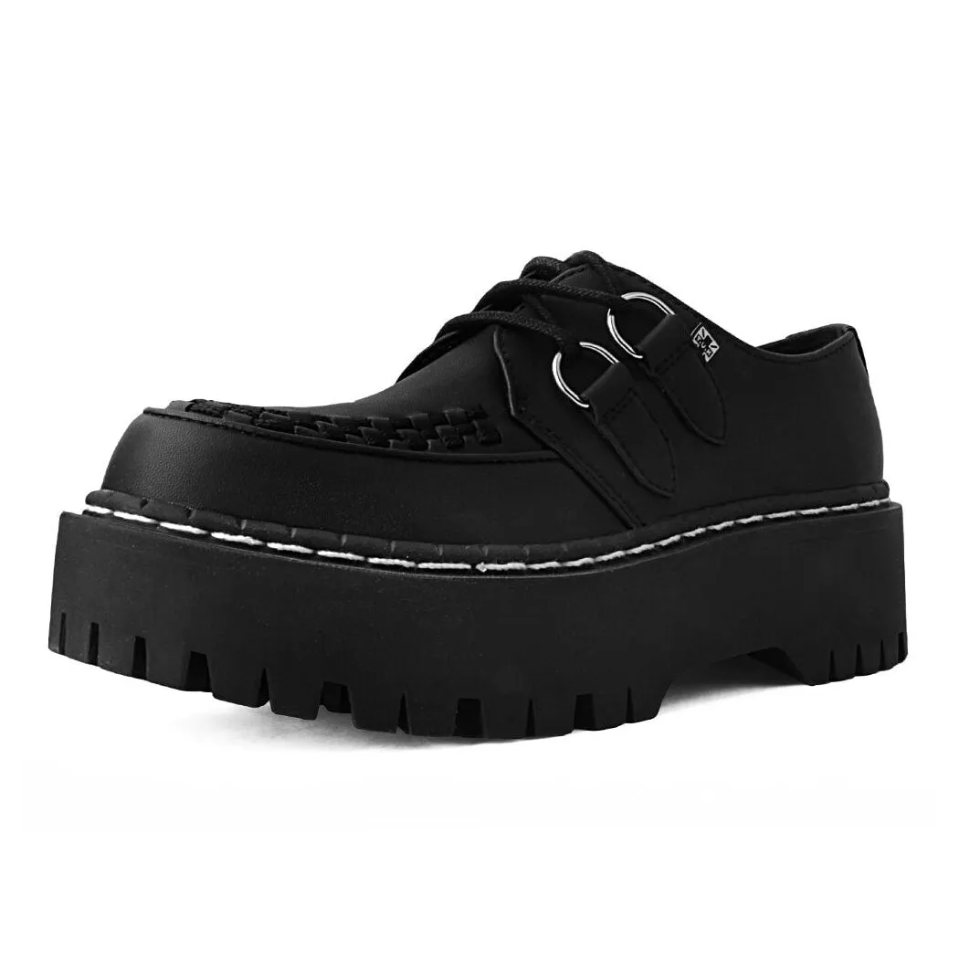 TUK Black Leather Double Decker Creeper