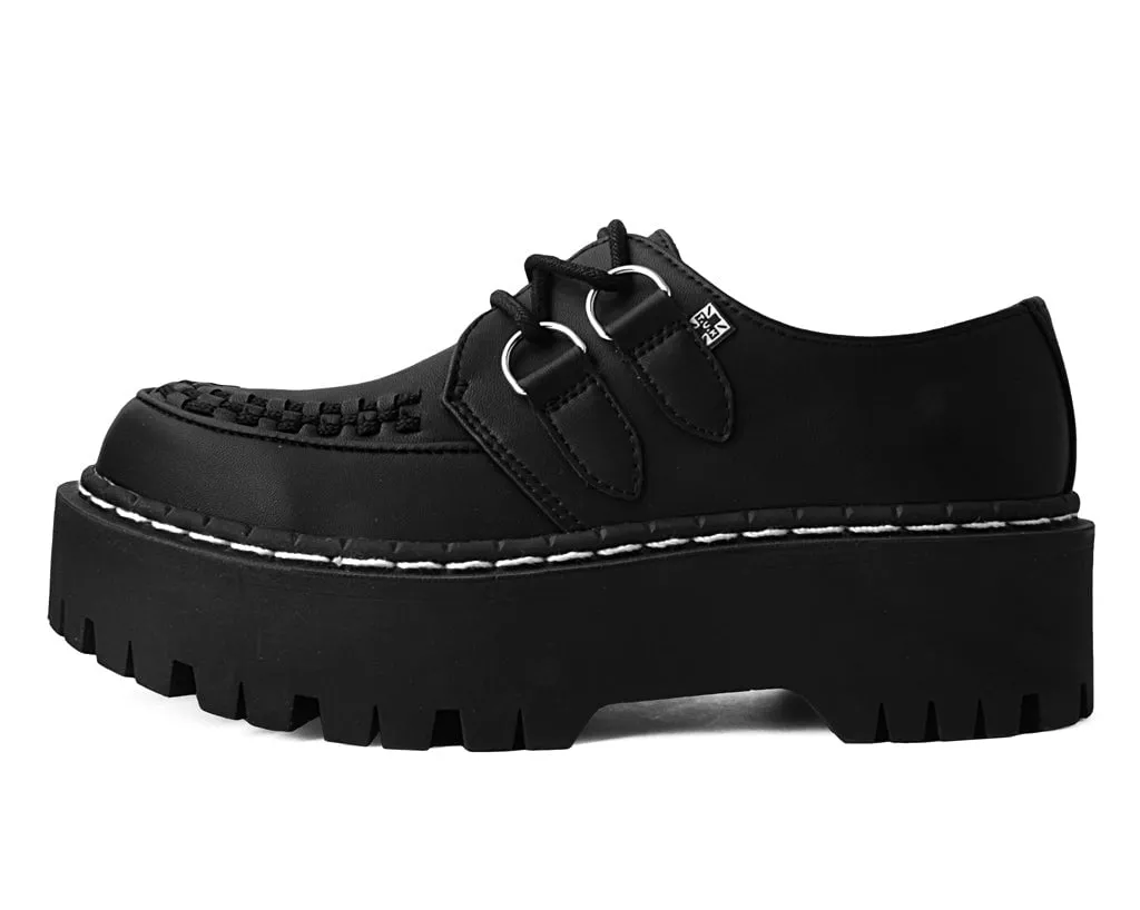 TUK Black Leather Double Decker Creeper