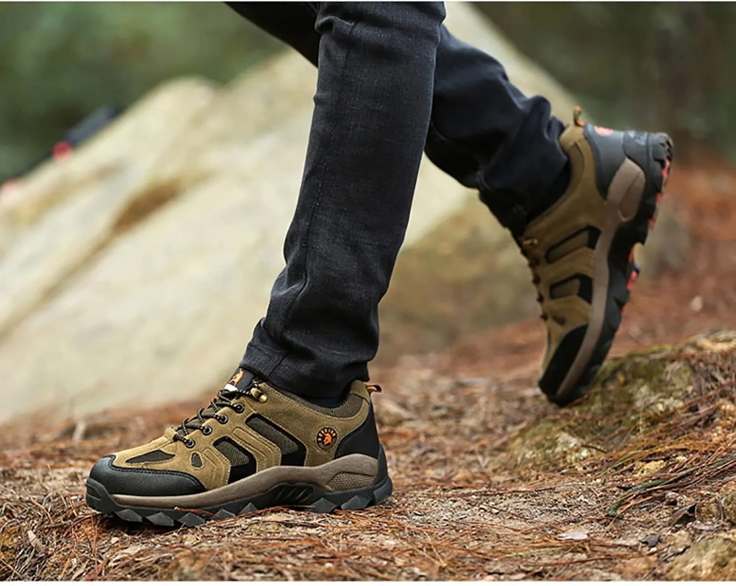 Waterproof Hiking Boot for Men, Comfortable Breathable Suede Leather Durable Rubber Sole Military Boots, for Outdoor Mountaineering Lace-up Hunting Boots