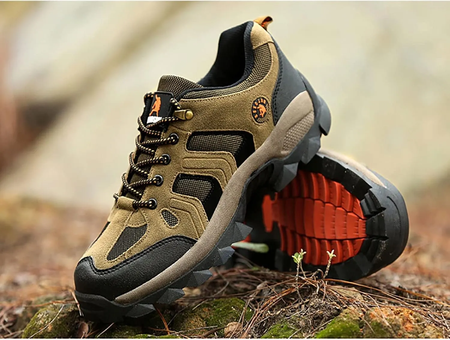 Waterproof Hiking Boot for Men, Comfortable Breathable Suede Leather Durable Rubber Sole Military Boots, for Outdoor Mountaineering Lace-up Hunting Boots