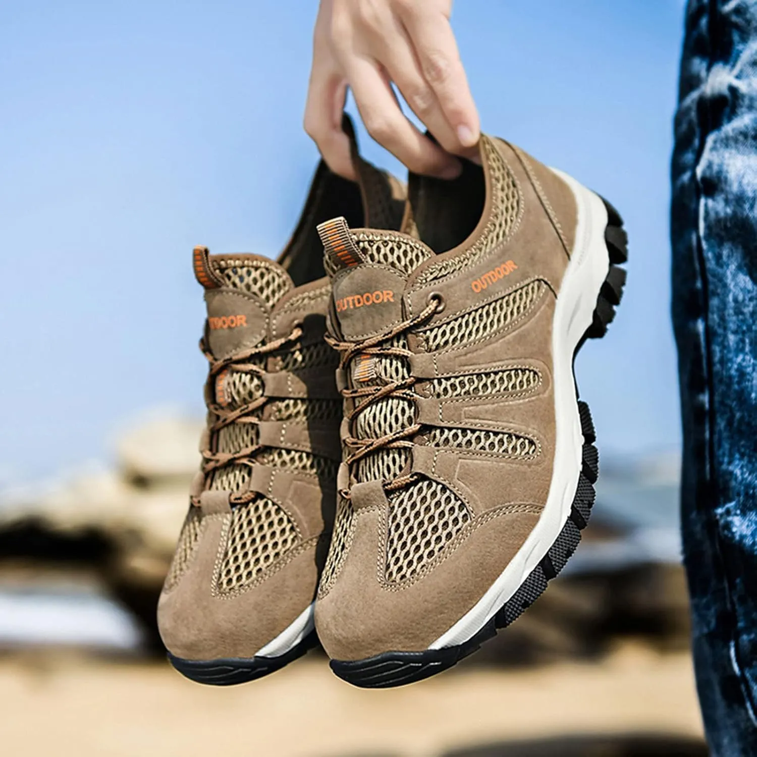 Waterproof Hiking Boots For Men Outdoor Lightweight Trekking Trails Shoes Backpacking Mountaineering Boots