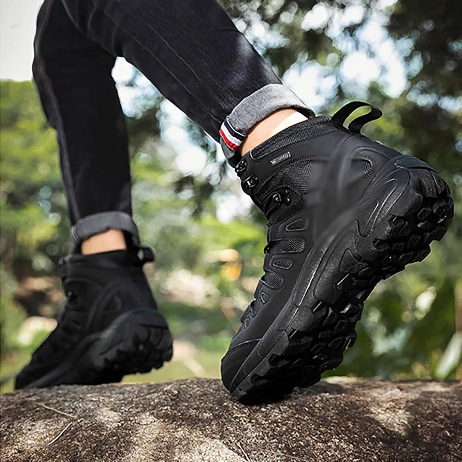 Waterproof Military Tactical Work Boots, Men's Tactical Army Boots with Sports Socks Lightweight Combat Boots Outdoor Hunting Jungle Hiking Boots