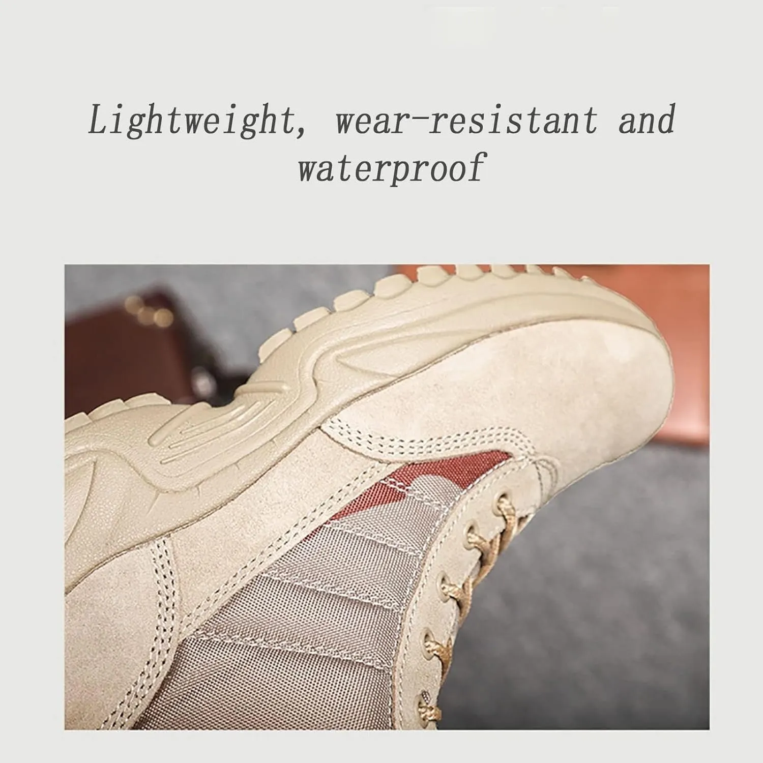 Wcxixo Men's Outdoor High-top Desert Tactical Boots, Comfort Breathable Rubber Sole Tactical Combat Shoes, Durable Lace-up Sports Waterproof Hiking Shoes