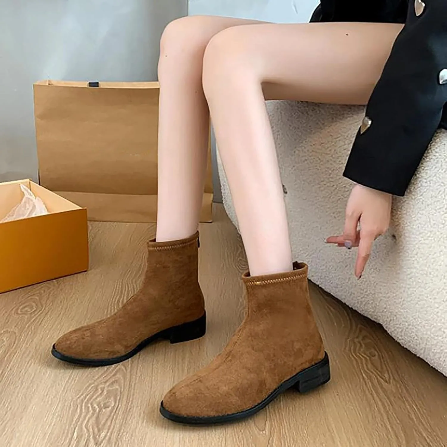 Wedge Ankle Boots Low Heel Cowboy Boots for Women Heeled Booties Womens Black Booties Low Heel Womens Ankle Boots with Heel Size 5 Brown Heeled Ankle Boots for Women