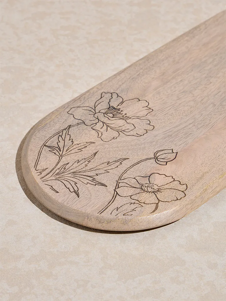 Westside Home Beige Floral Etched Oval Chopper