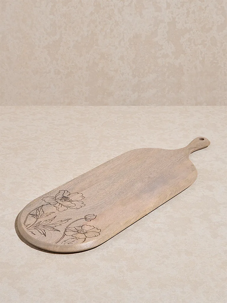 Westside Home Beige Floral Etched Oval Chopper