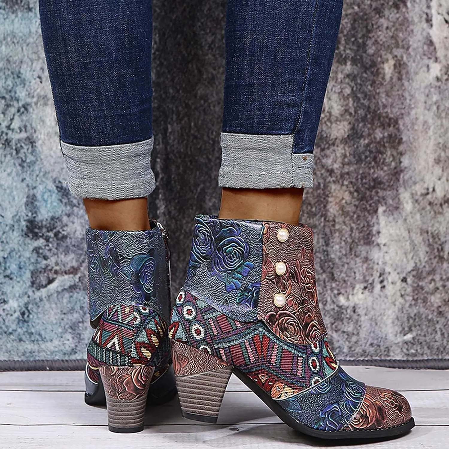 Wide Women's Ankle Boots Thick Heel Low Heeled Booties for Women Womens Booties Wide Width Foot Leather Ankle Boots for Women Size 12 Brown Leather Booties for Women High Heel Red Heel Booties Women Ankle Boots