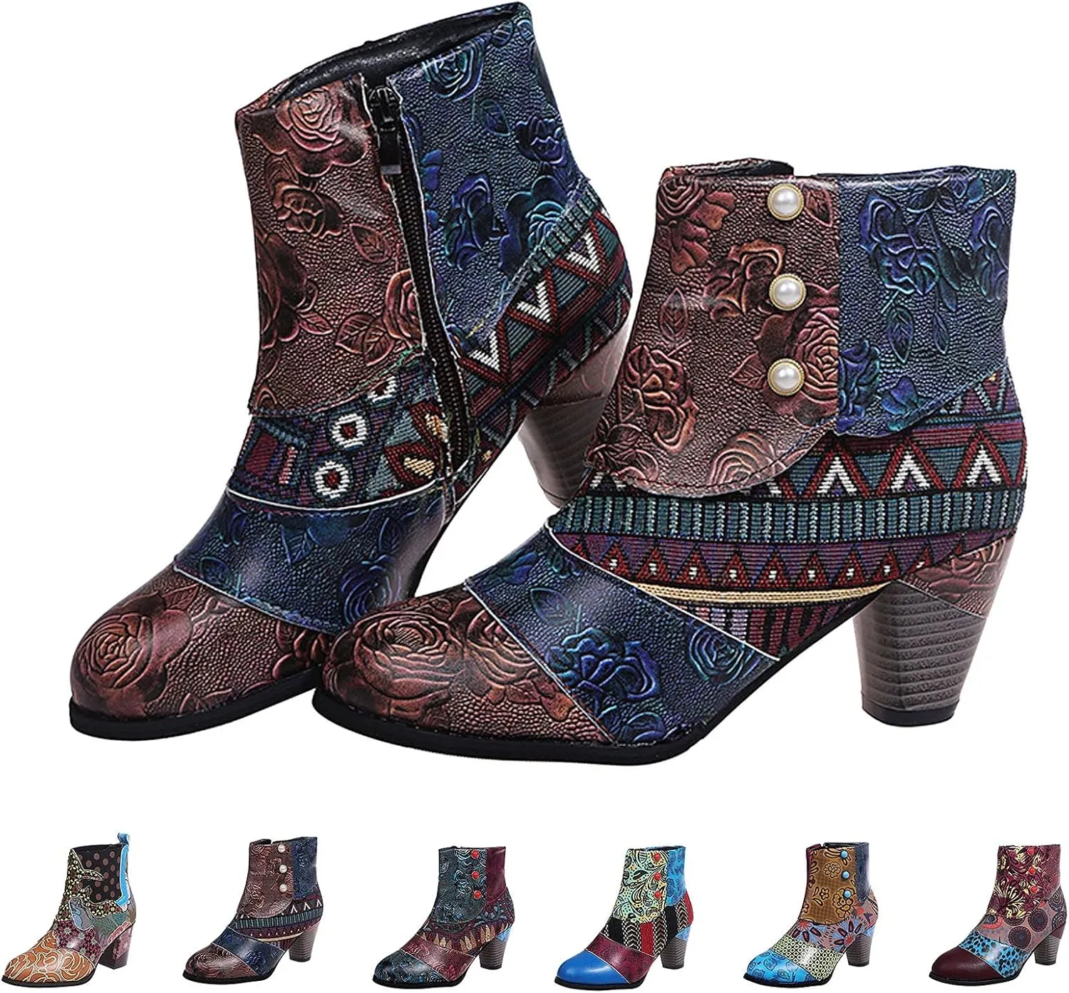 Wide Women's Ankle Boots Thick Heel Low Heeled Booties for Women Womens Booties Wide Width Foot Leather Ankle Boots for Women Size 12 Brown Leather Booties for Women High Heel Red Heel Booties Women Ankle Boots
