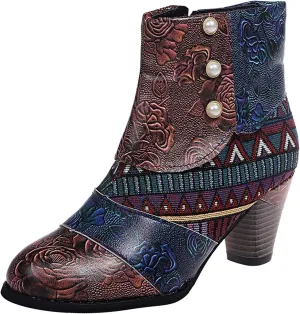 Wide Women's Ankle Boots Thick Heel Low Heeled Booties for Women Womens Booties Wide Width Foot Leather Ankle Boots for Women Size 12 Brown Leather Booties for Women High Heel Red Heel Booties Women Ankle Boots