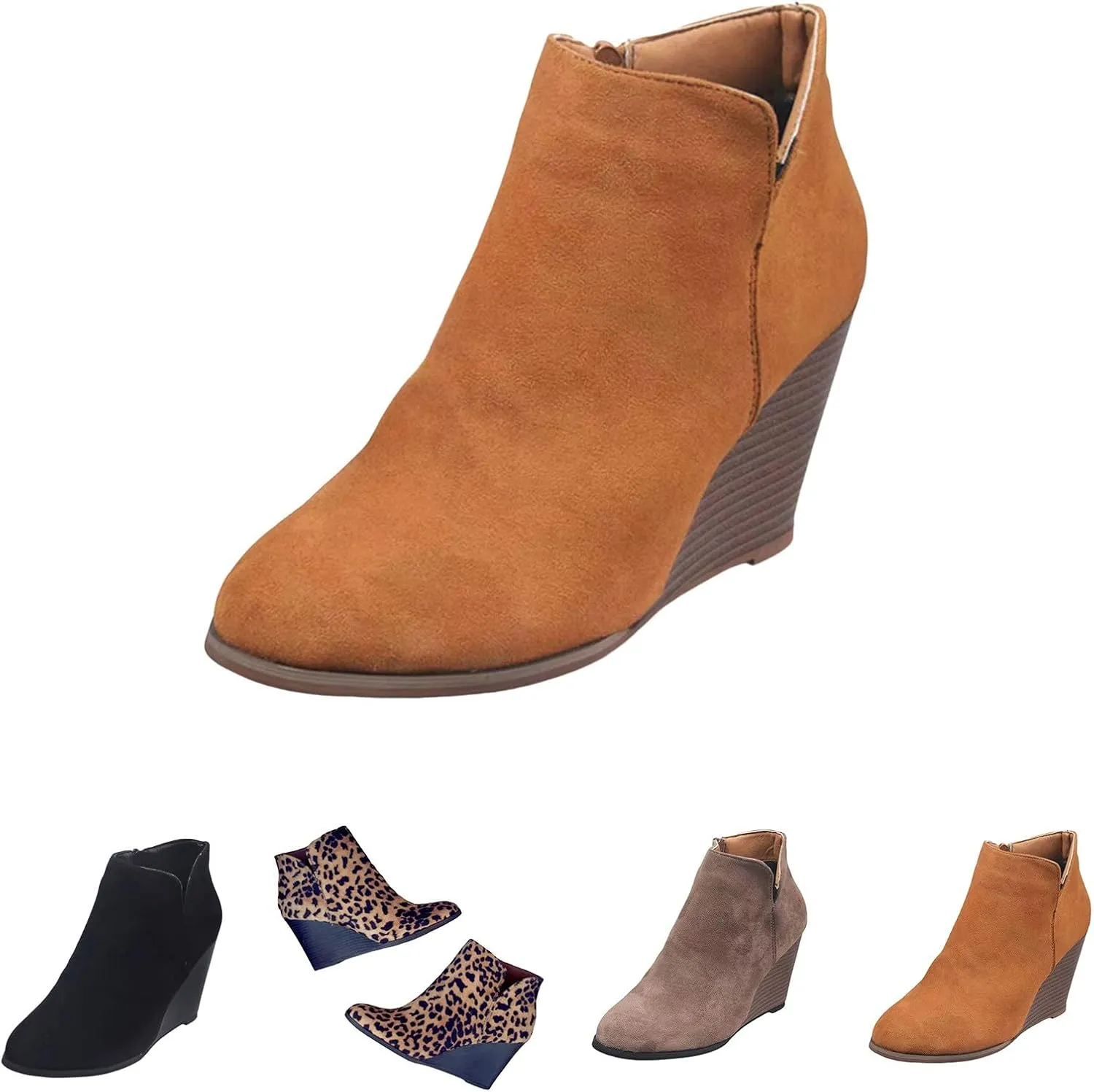 Women Boots Low Heel Leather Warm Women Rain Boots