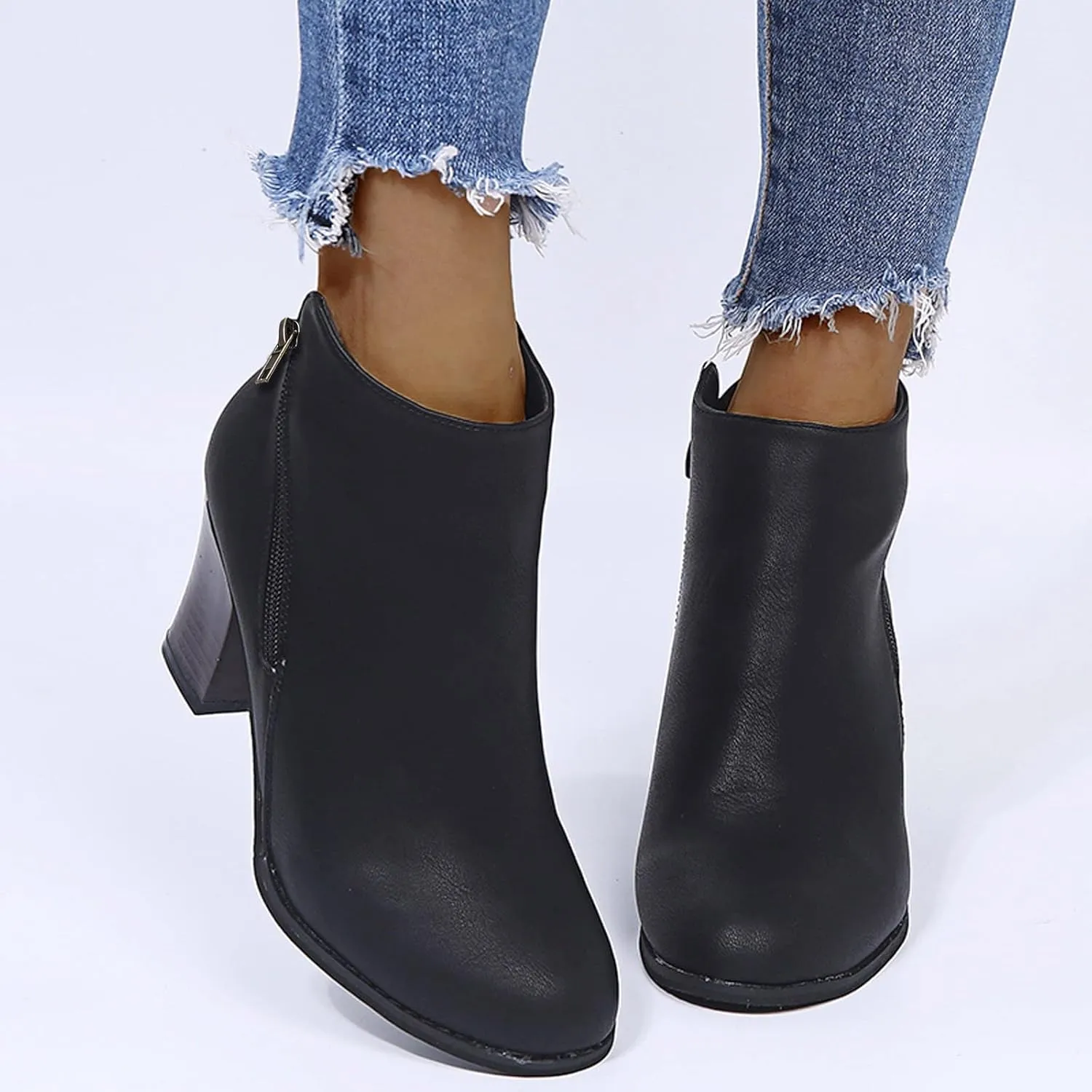 Womens Ankle Boots Wide Width 1 Inch Heel Womens Black Ankle Boots Low Heel Work Black Booties for Women Low Heel Leather Wide Width Black Leather Booties Silver Cowboy Boots Women Wide Calf Booties