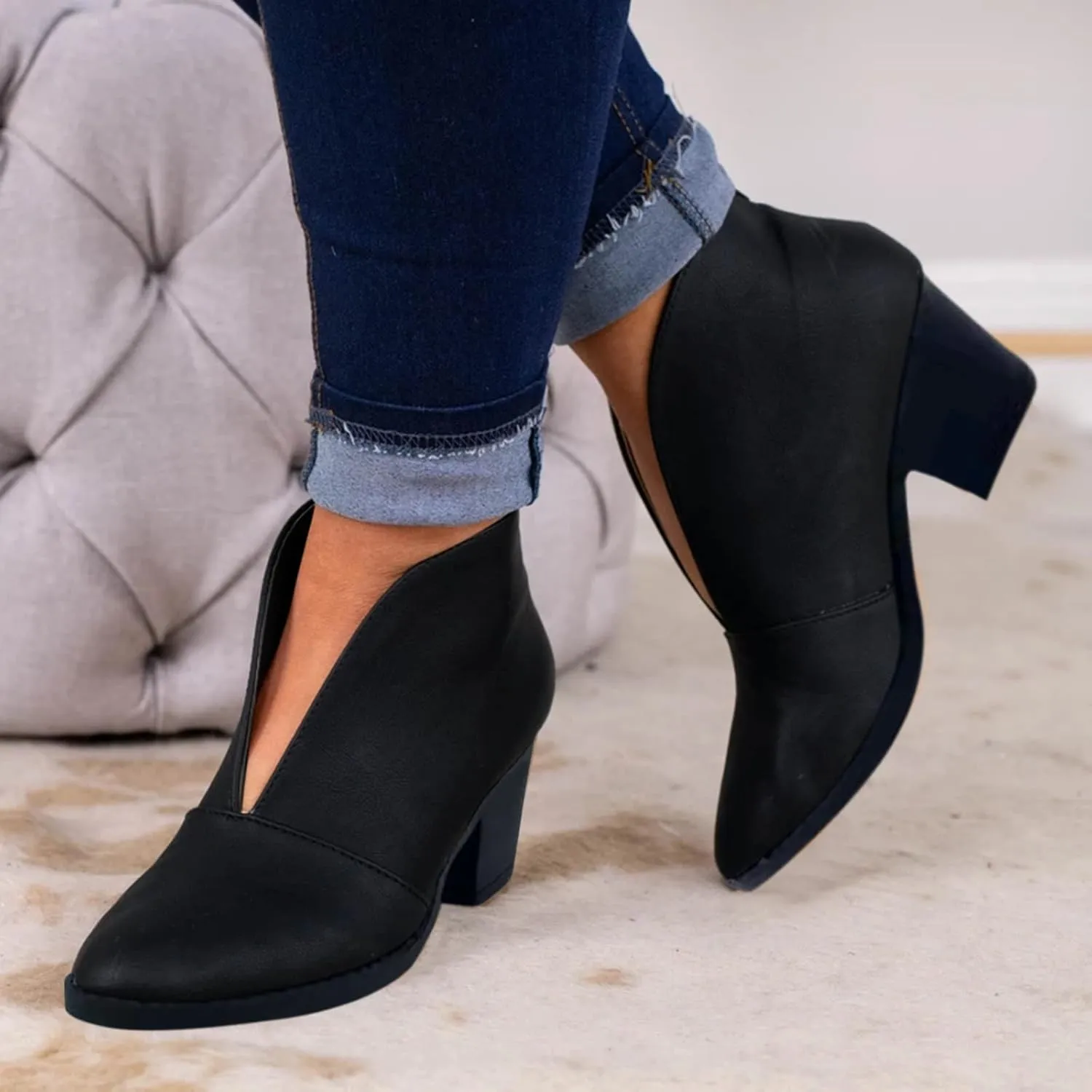 Womens Ankle Boots Wide Width 1 Inch Heel Womens Black Ankle Boots Low Heel Work Black Booties for Women Low Heel Leather Wide Width Black Leather Booties Silver Cowboy Boots Women Wide Calf Booties