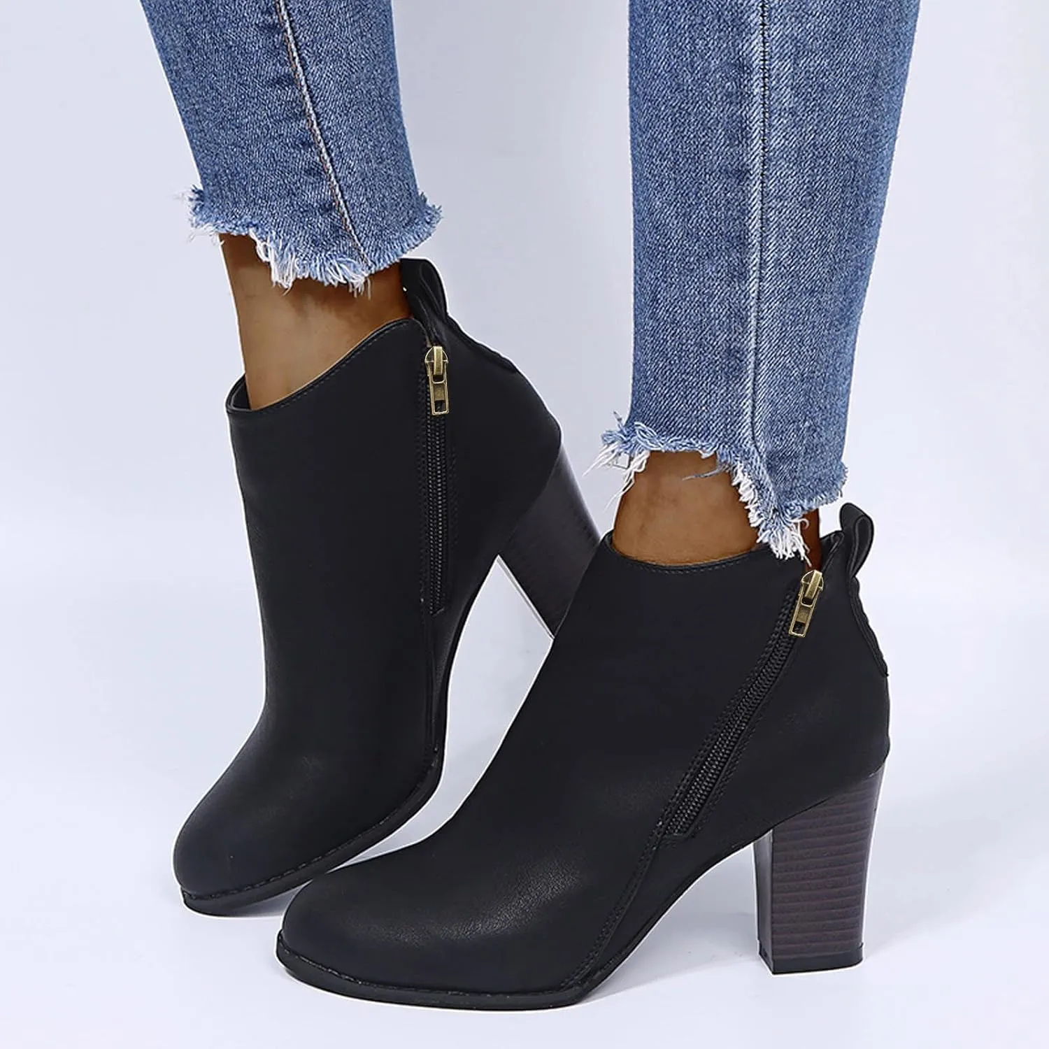 Womens Ankle Boots Wide Width 1 Inch Heel Womens Black Ankle Boots Low Heel Work Black Booties for Women Low Heel Leather Wide Width Black Leather Booties Silver Cowboy Boots Women Wide Calf Booties