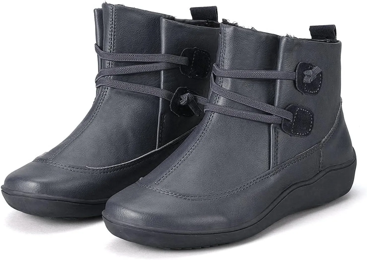 Womens Boots Retro Exquisite Beautiful Leather Boots for Women Flat Soft Sole Comfortable Ankle Boots